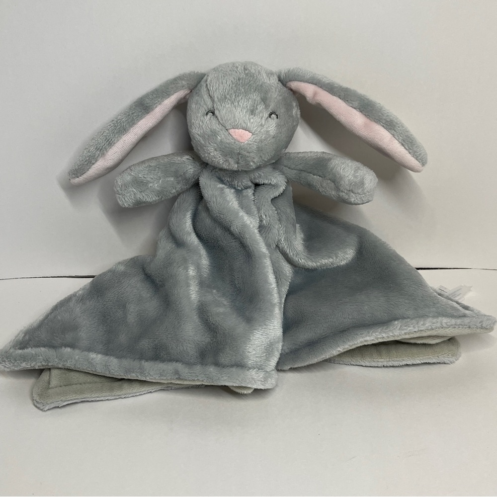 Carter's 2020 Bluish Grey Bunny Rabbit Baby Lovey Security Blanket Plush Pink